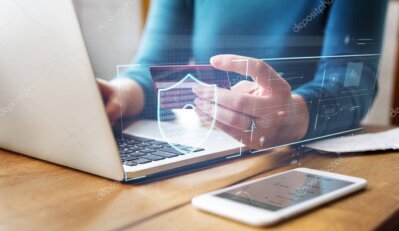 Secure online payment illustration with credit card and shield icon